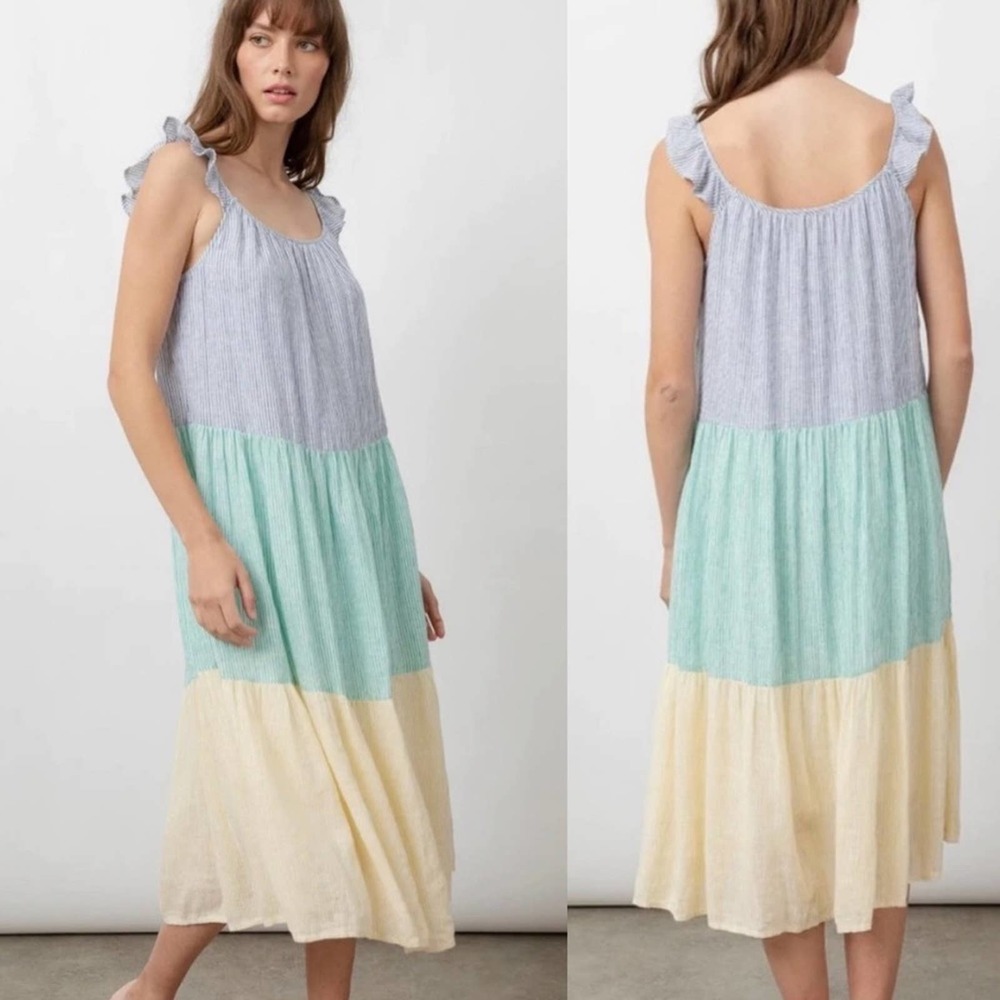 Rails Blue, Green, and Cream Midi Dress